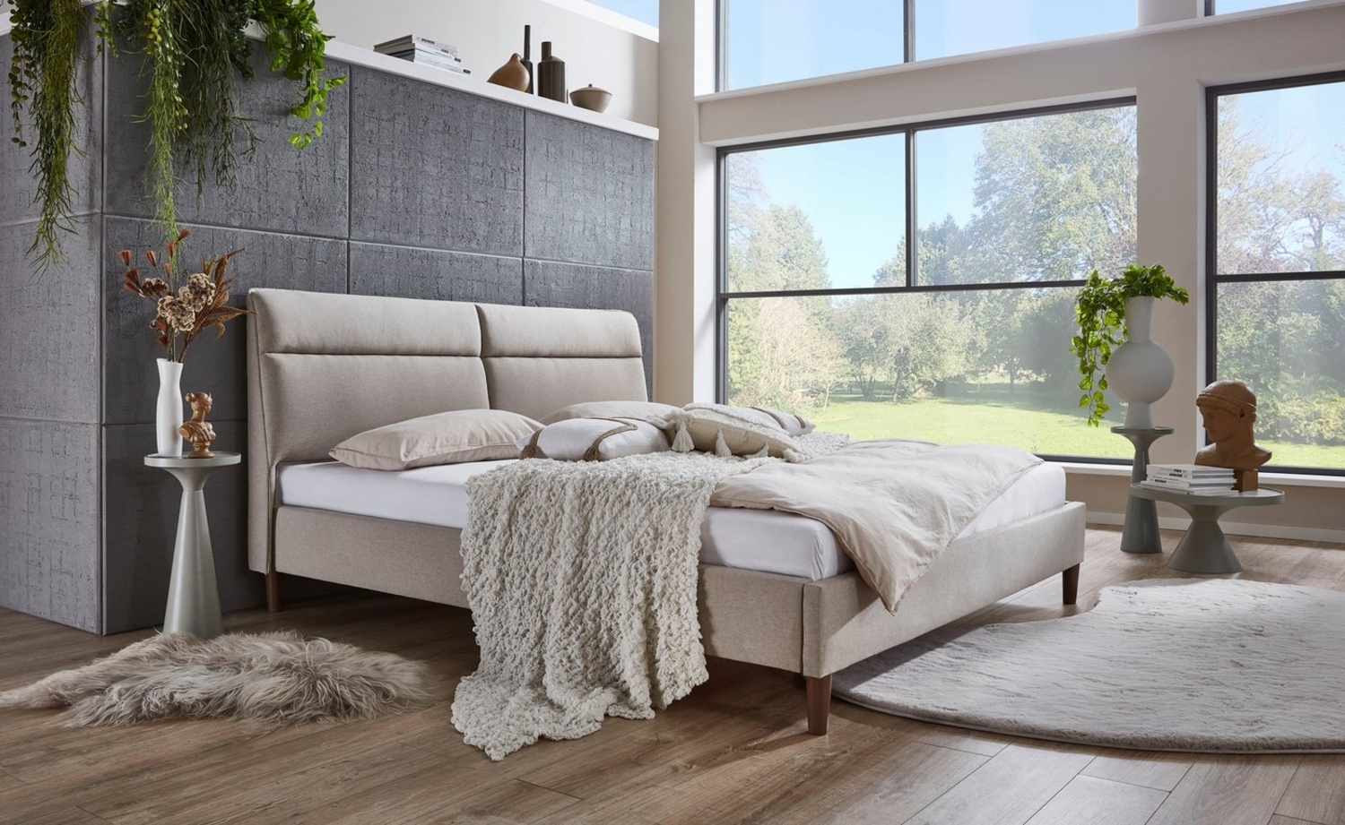 ATLANTIC home collection Polsterbett Madita, 180x200cm, mit organischer Kopfteilform, luxuriös gepolstertes Kopfteil, Bezugstoff mit Melange-Effekt Bild 1