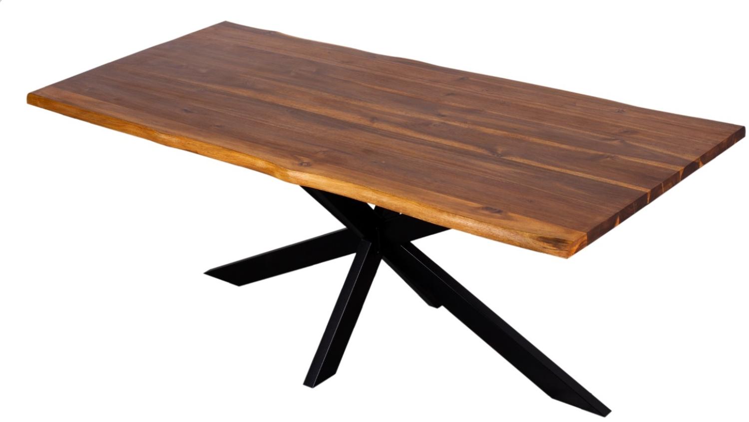Baumkantentisch Turin - 200x90 cm - Akazienholz - Gestell Kreuz-Form Bild 1