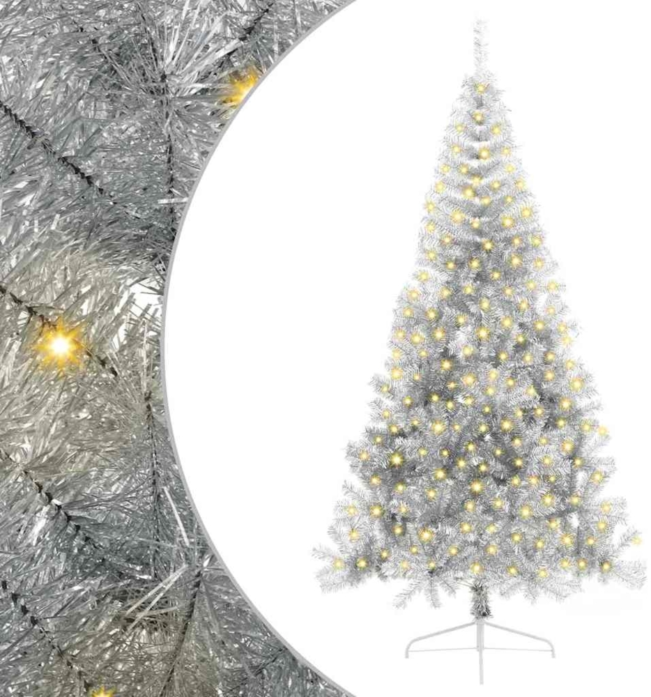 vidaXL Künstlicher vorbeleuchteter Weihnachtsbaum Silber 210 cm PET 3397215 Bild 1