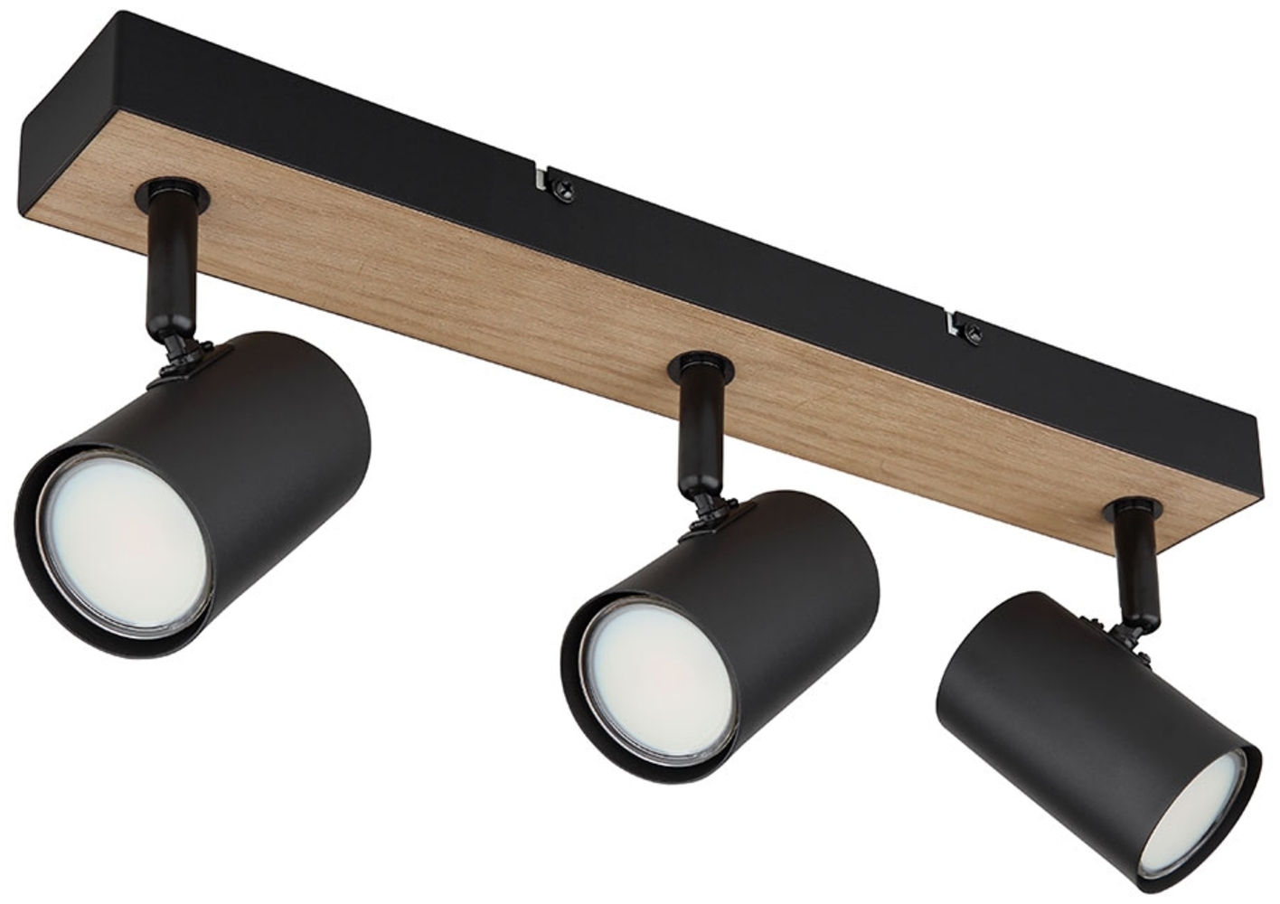 Deckenlampe, Metall Holz, schwarz, Spots verstellbar, L 41cm Bild 1