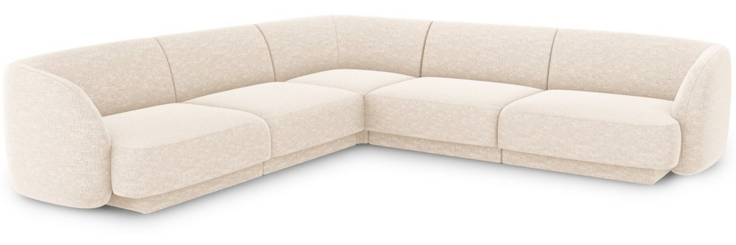 Micadoni 5-Sitzer Reversible Ecksofa Miley | Bezug Light Beige | Beinfarbe Black Plastic Bild 1