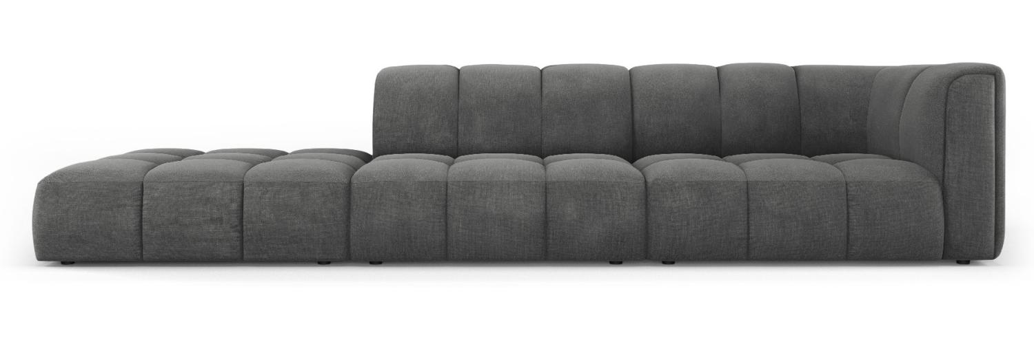 Micadoni Modulares Sofa Serena 4-Sitzer offene Seite Links Strukturierter Stoff Dunkelgrau Bild 1