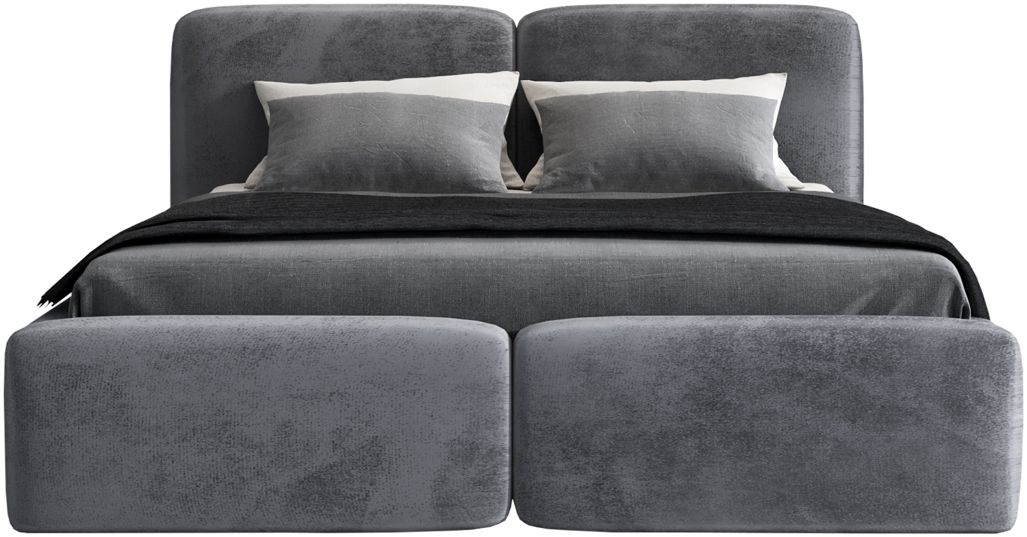 Polsterbett OLKE 90x200 mit Matratze, Bettkasten und Lattenrost. Farbe: Anthracite 18 Bild 1