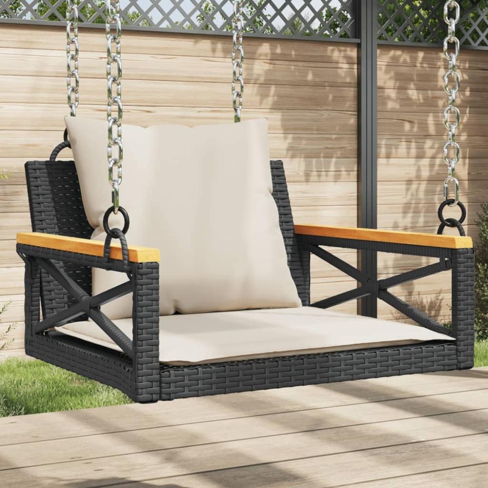 vidaXL Hängesessel mit Kissen Schwarz 63x62x40 cm Poly Rattan 368173 Bild 1