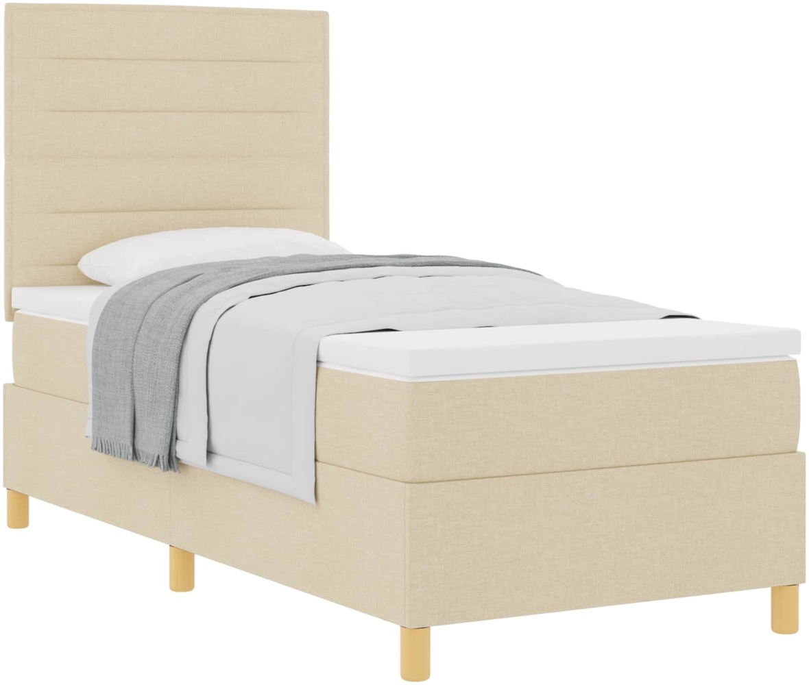 vidaXL Boxspringbett mit Matratze mit Kopfteil Creme 80x200 cm Stoff 3339502 Bild 1