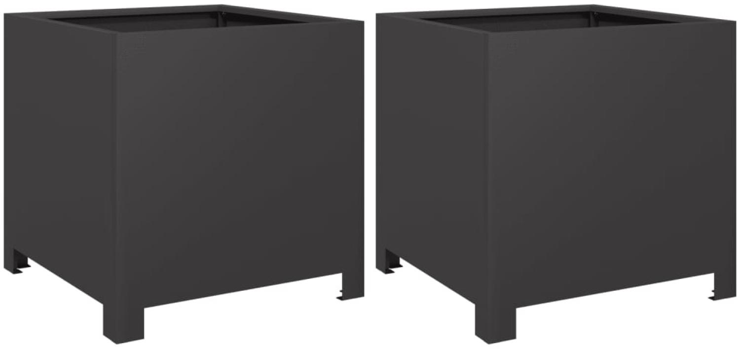 vidaXL Pflanzkübel 2 Stk. Schwarz 40x40x40 cm Stahl 851200 Bild 1