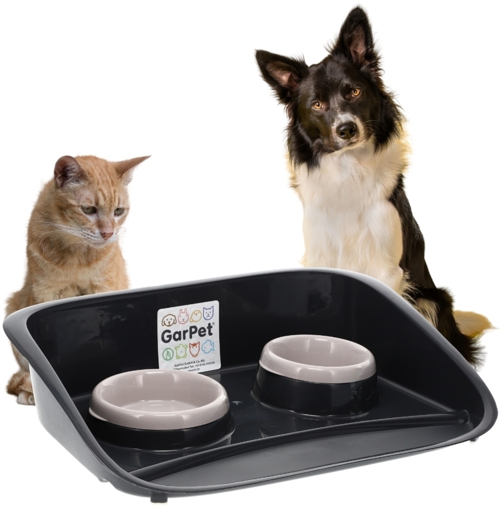 GarPet Futterstation Futterstation Hund 2 Näpfe Futterbar erhöhter Rückwand Spritzschutz Bild 1