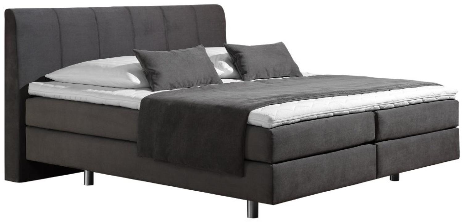 Maintal Boxspringbett Montepellier, 180 x 200 cm, Strukturstoff, 7-Zonen-Kaltschaum Matratze h3, anthrazit Bild 1