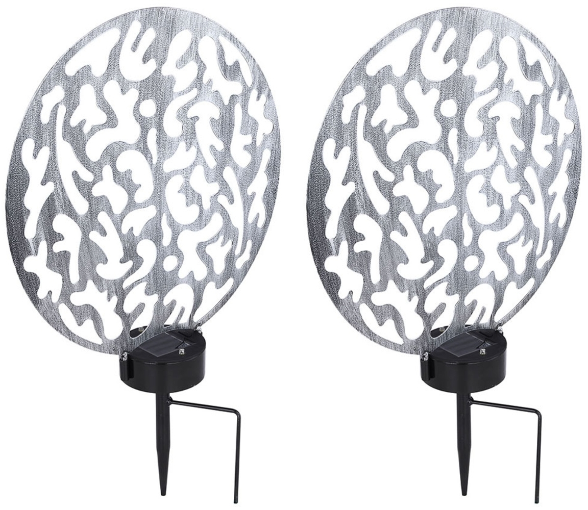 2er Set LED Solar-Steckleuchte, Lichteffekt, antik silber, H 41 cm Bild 1