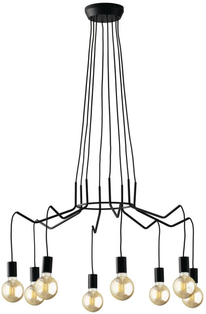 8 flammiger LED Kronleuchter Ø85cm Schwarz - minimalistisch moderne Spinnenlampe Bild 1