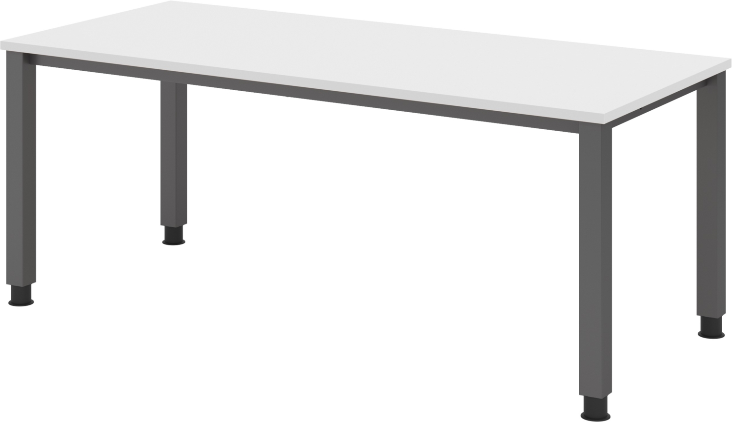 bümö manuell höhenverstellbarer Schreibtisch 180x80 cm in weiß, Metall-Gestell: Graphit - PC Tisch höhenverstellbar & belastbar bis 140 kg, Büro- und Computertisch groß, QS-19-W-G Bild 1