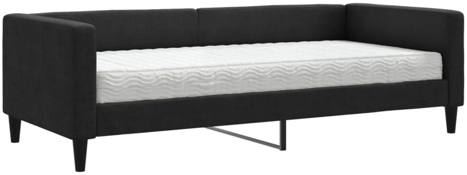 vidaXL Tagesbett mit Matratze Schwarz 90x200 cm Stoff 3196562 Bild 1