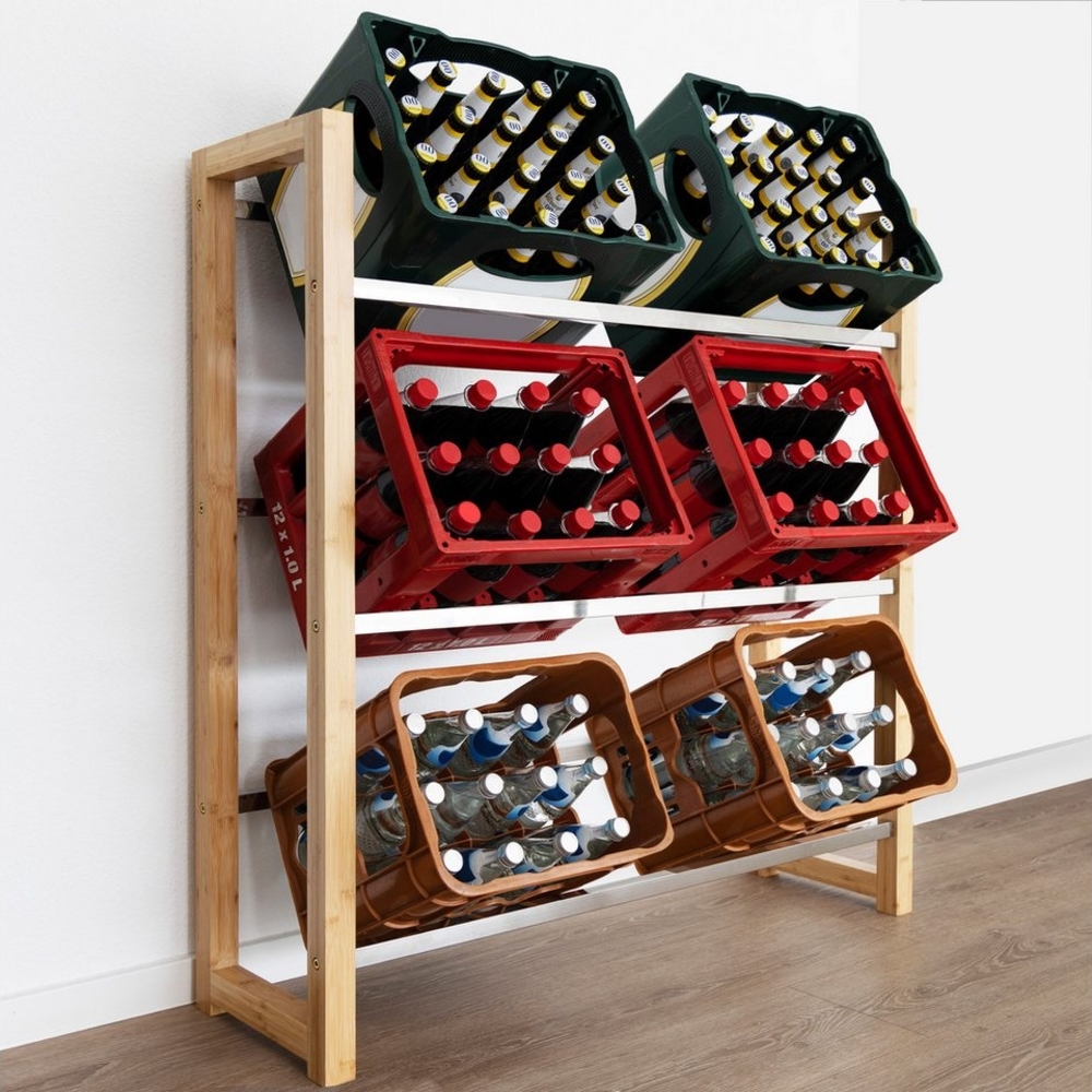 Karat Standregal Getränkekistenregal Bambus Flash, Vielseitiges Lagersystem, In 2 Größen erhältlich Bild 1
