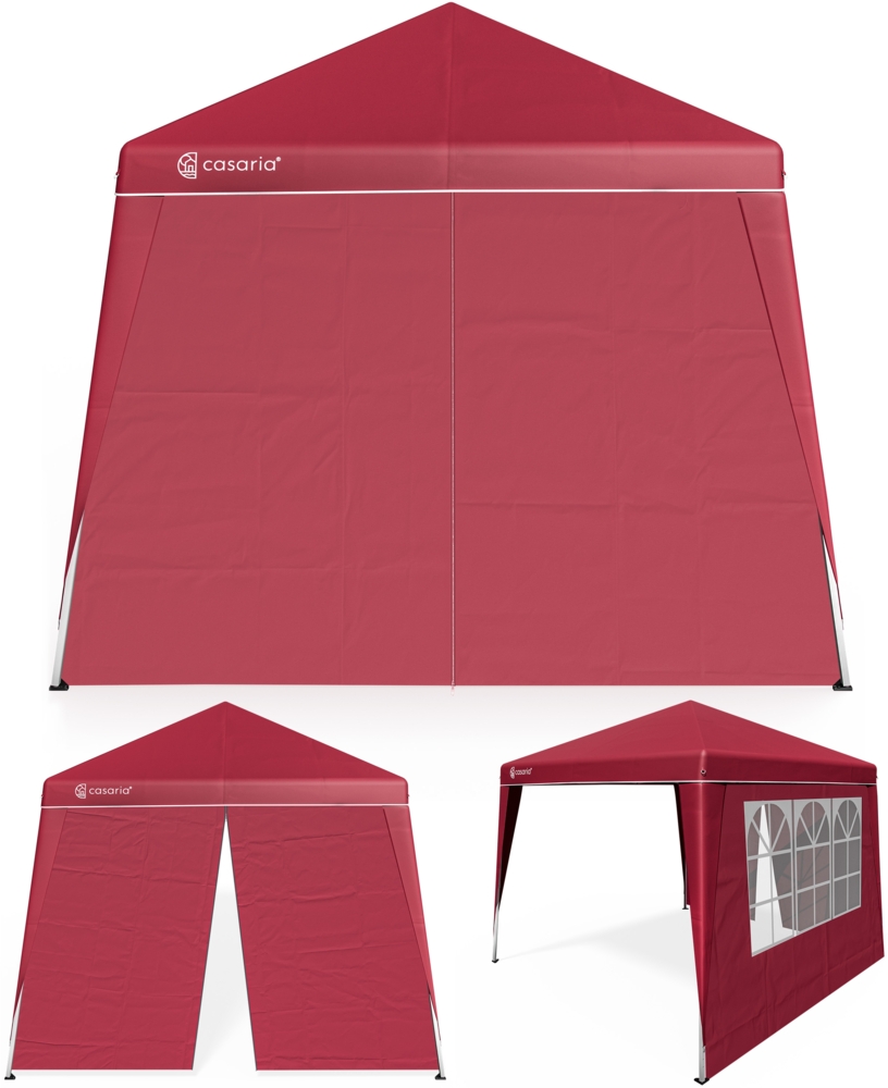 CASARIA® Set 3x3m Pavillon und 2x Seitenteil rot Bild 1