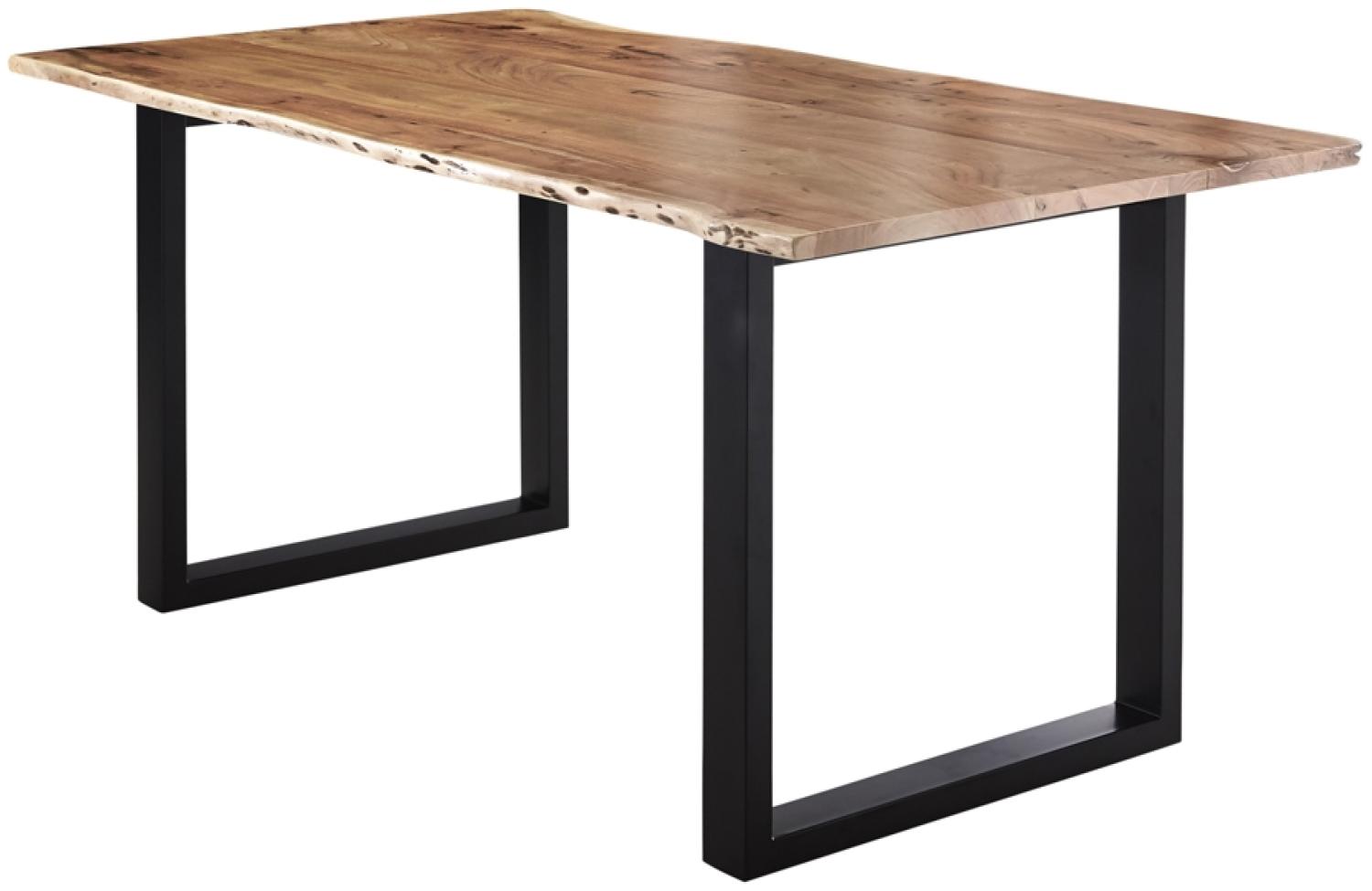 Esstisch Baumkante massiv Akazie natur 200x100 U-Gestell schwarz LUBIN 527332 Bild 1
