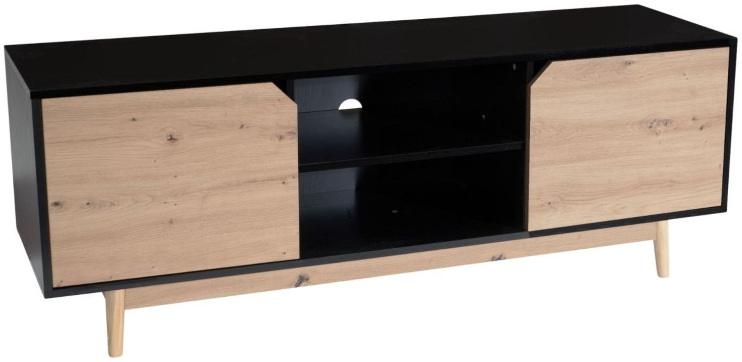 Lowboard Schwarz Eiche-Dekor 150x55x40 cm TV-Kommode Modern, Design TV-Schran... Bild 1