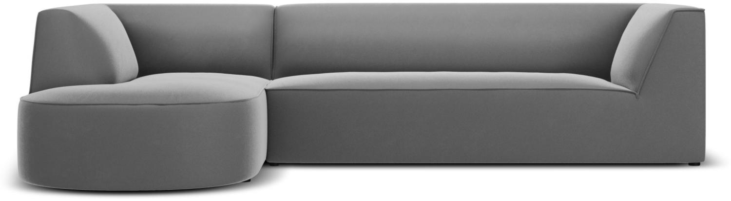 Micadoni 4-Sitzer Samtstoff Modular Ecke links Sofa Ruby | Bezug Grey | Beinfarbe Black Plastic Bild 1