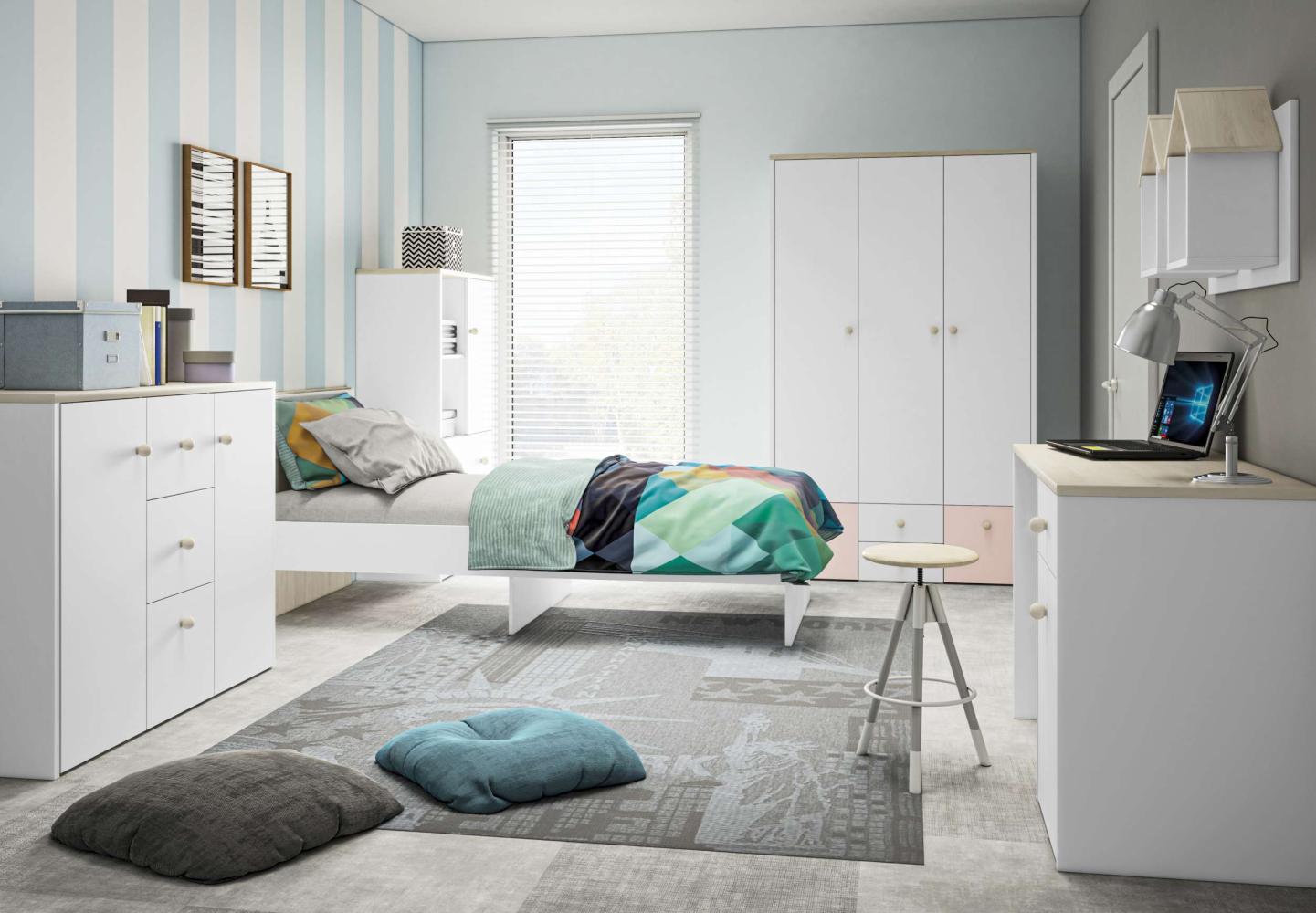 Stylefy Molli Kinderzimmer-Set VI Weiß Buche Fjord Hellrosa Bild 1