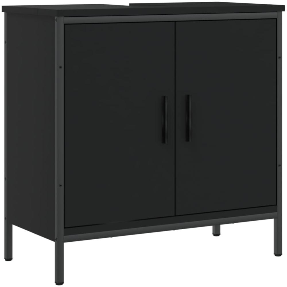 vidaXL Waschbeckenunterschrank Schwarz 60x30x60 cm Holzwerkstoff 842446 Bild 1