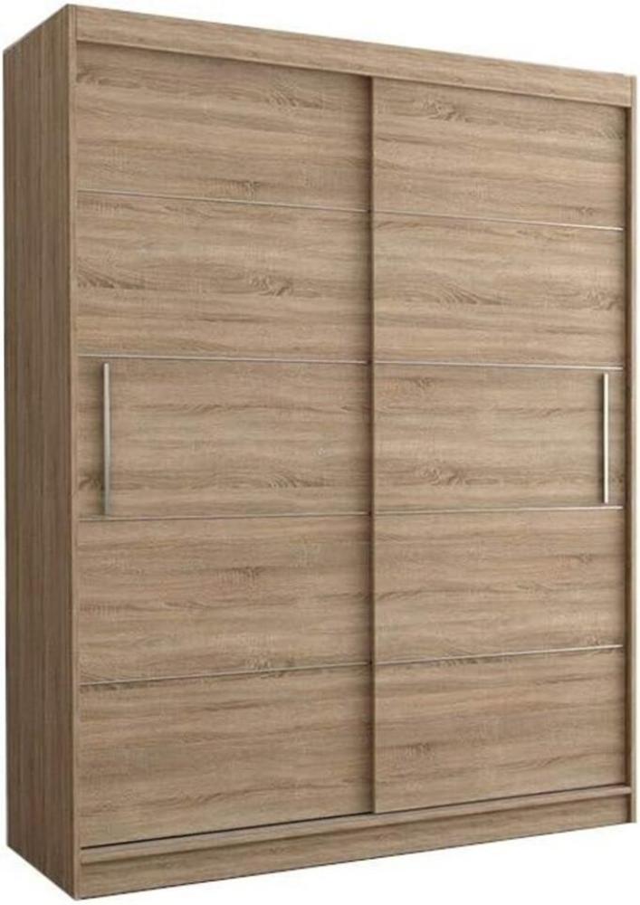 MOEBLO Kleiderschrank LARA 06 (mit dekorativen Elementen aus Aiminium, Schwebetürenschrank 2-türig Schrank, Gaderobe mit vielen Einlegeböden und Kleiderstange), (BxHxT): 150x200x61 cm Bild 1