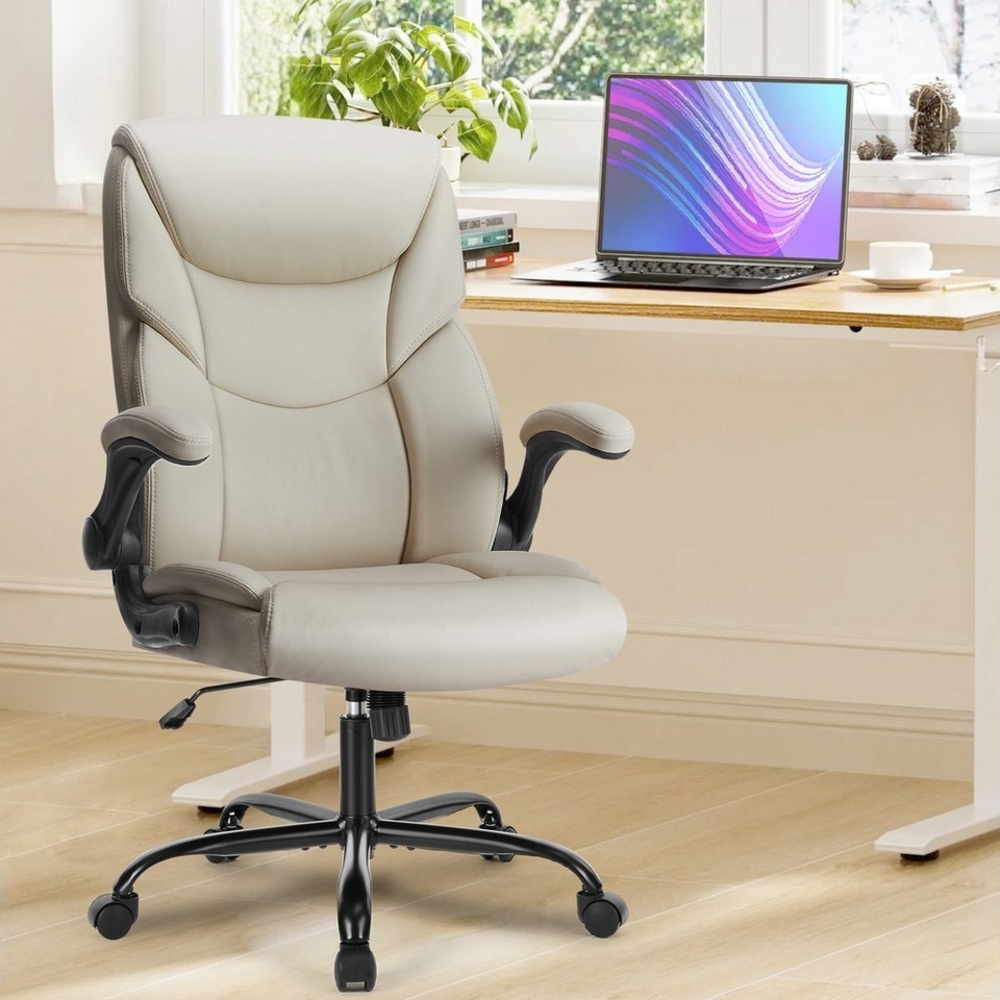 DUMOS Chefsessel Ergonomic Bürostuhl Pu-Leder Office Chair Armlehnen Drehbaren Rädern, Höhenverstellung Bild 1