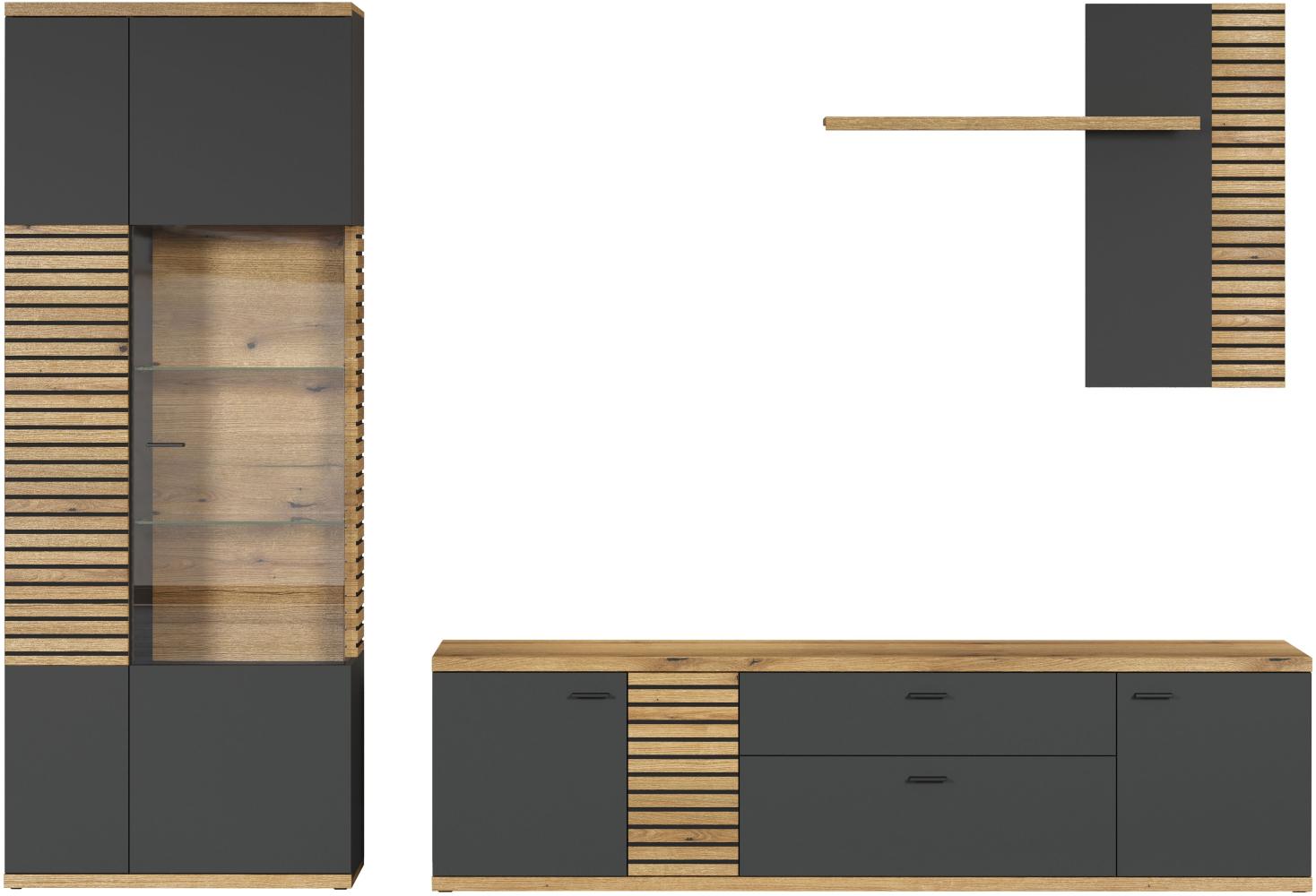 Wohnwand Norris in grau und Eiche Evoke 300 x 205 cm Bild 1