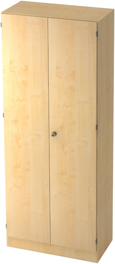 bümö office Kleiderschrank Holz abschließbar mit Spiegel, Büroschrank 80 cm breit in Ahorn - Flur Schrank als Garderobe für Jacken, Taschen & Co. im Arbeitszimmer - Büro Schrank, 6200-3-3-SG Bild 1