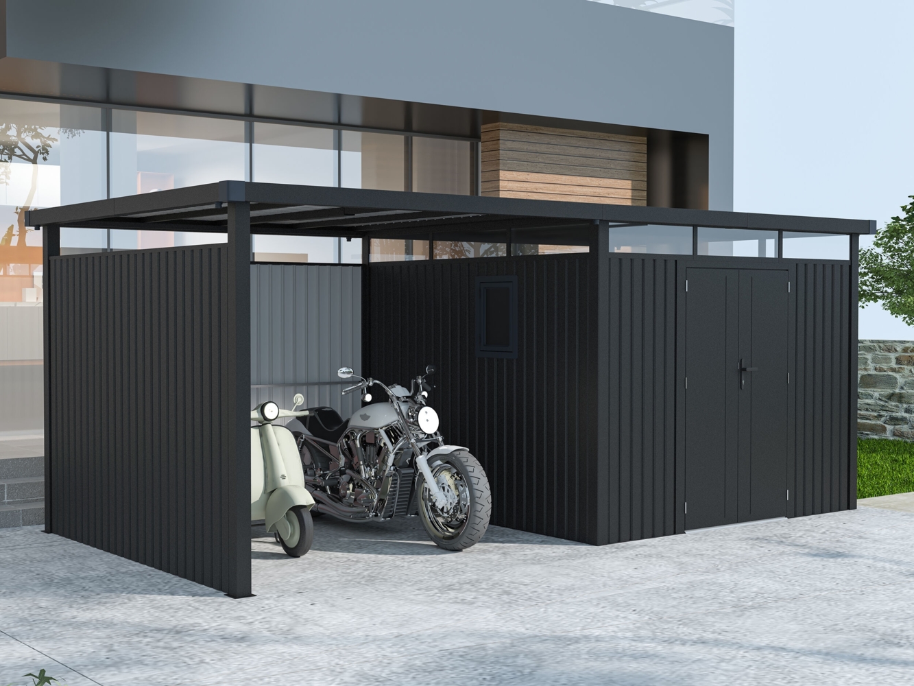 Metall Gerätehaus Style 7,56 m² Spar-Set-2 Anthrazit Bild 1