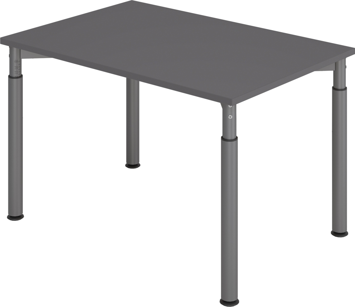 bümö höhenverstellbarer Schreibtisch 120x80 cm in graphit, Gestell graphit - PC Tisch höhenverstellbar & klein, höhenverstellbarer Tisch Büro, kleiner Computertisch verstellbar, Y-Serie, YS-12-G-G Bild 1