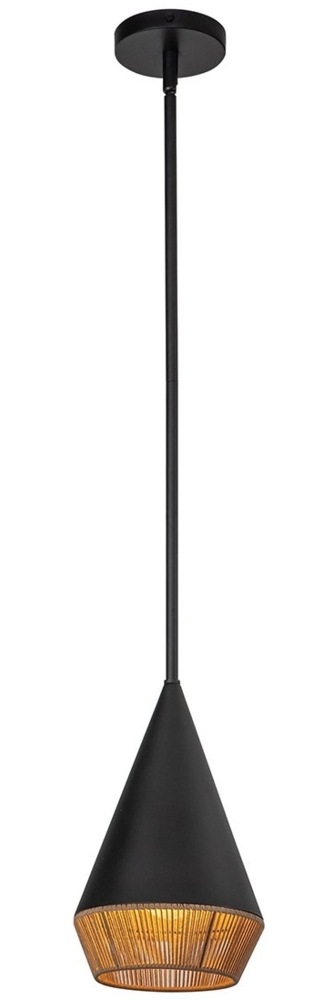 Elstead Lighting Daphne Pendelleuchte klein 1-flammig Mattschwarz Natur Bild 1