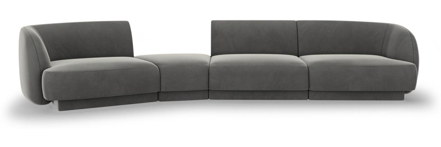 Micadoni Modulares Sofa Miley 4-Sitzer Links Samtstoff Hellgrau Bild 1