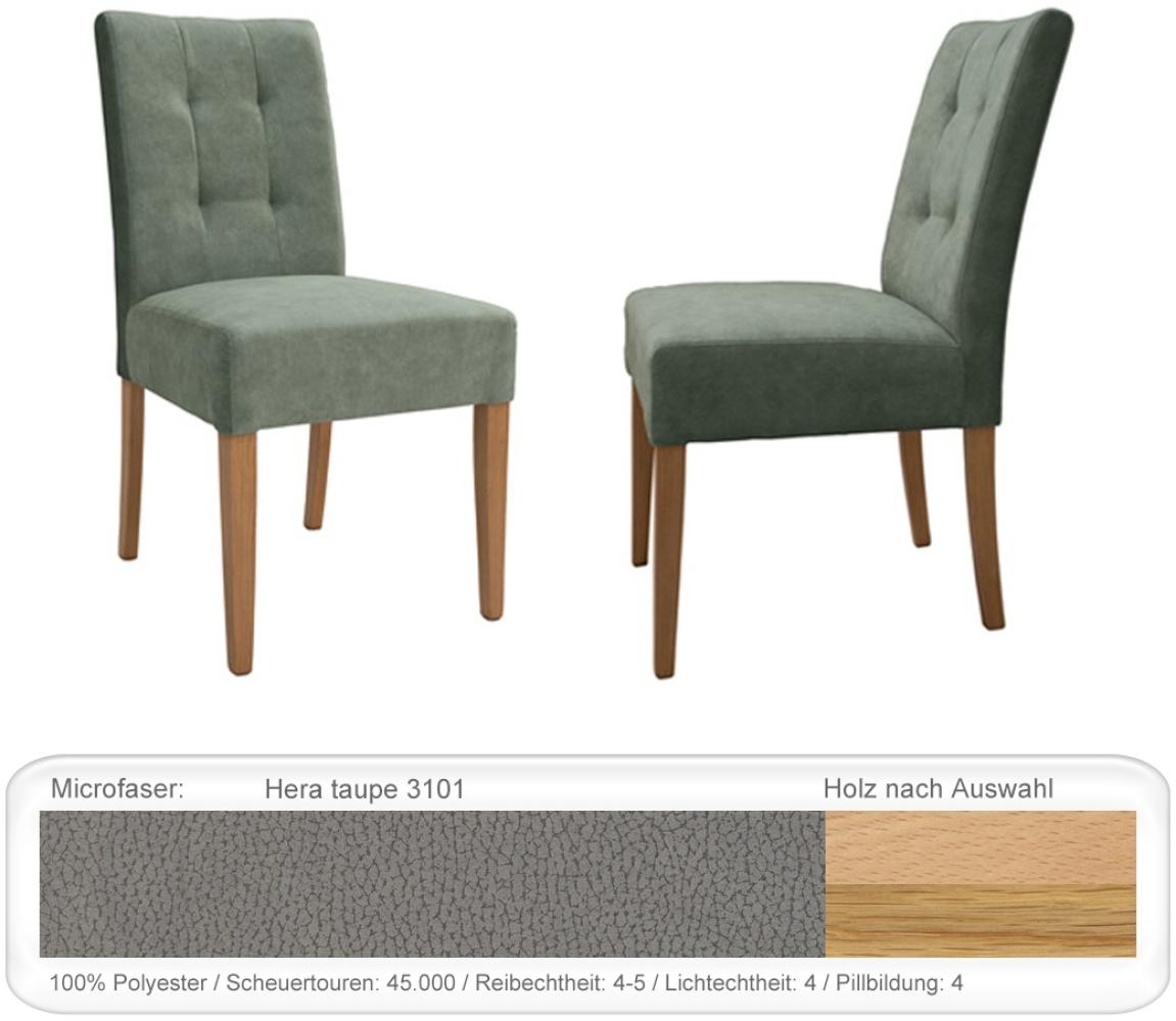 Stuhl Agnes 1 ohne Griff Varianten Polsterstuhl Massivholzstuhl Eiche natur lackiert, Hera taupe Bild 1