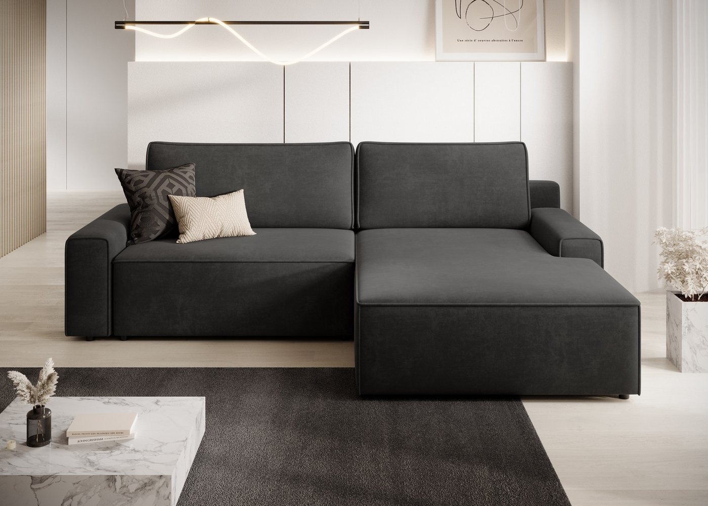 TRENDMANUFAKTUR Ecksofa Challenge, Schlafsofa mit Bettkasten, Couch in L-Form, Breite 245 cm, Recamiere beidseitig montierbar, auch in trendigem Cordstoff Bild 1