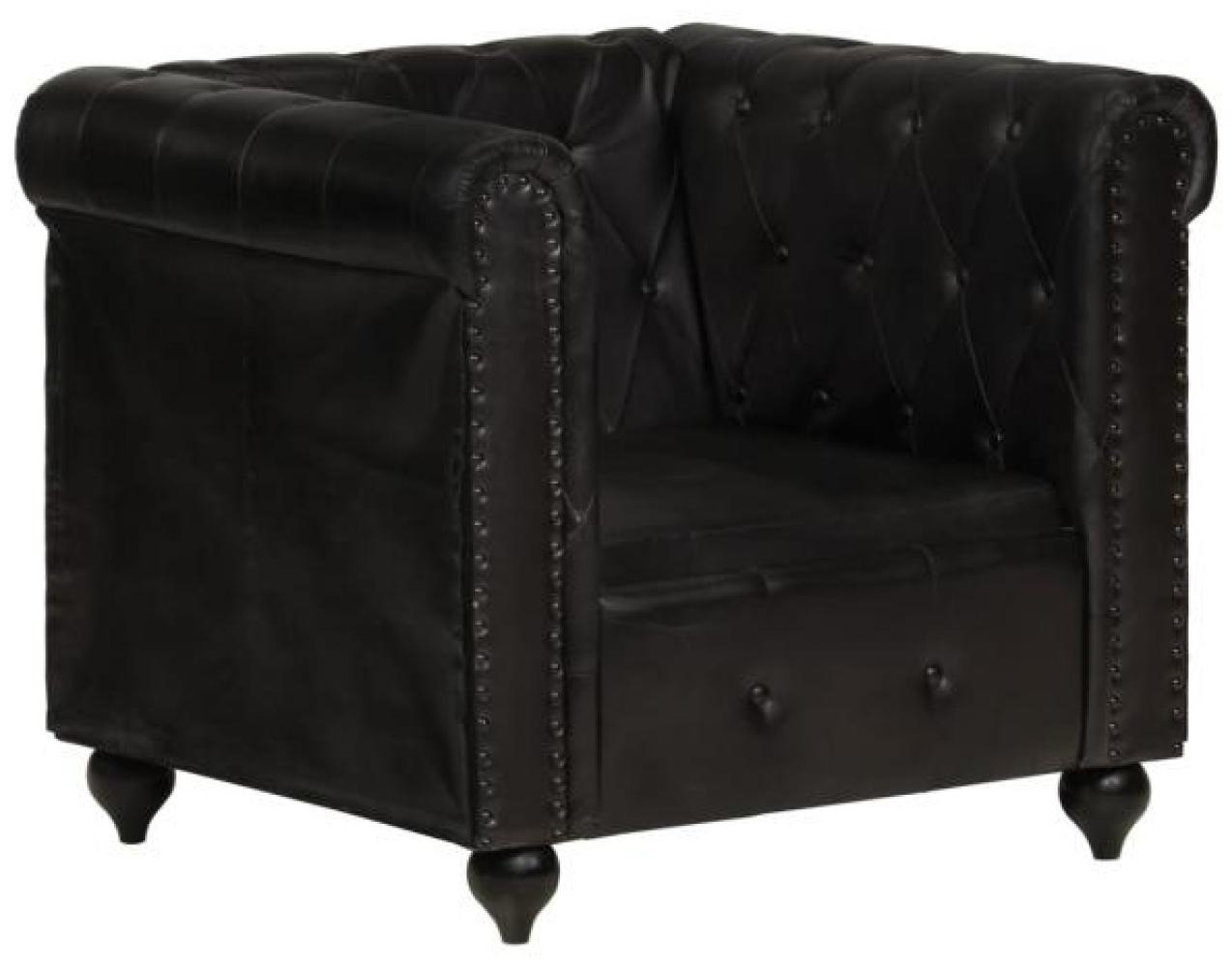 vidaXL Chesterfield-Sessel Schwarz Echtleder 283756 Bild 1