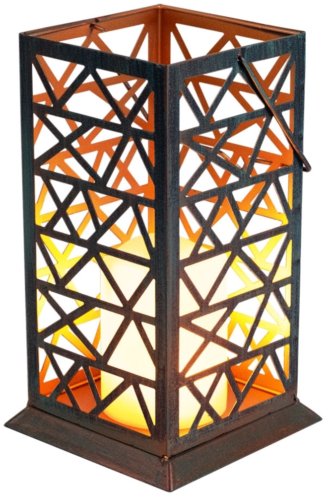 LED Feuereffekt Solarleuchte, rost-grün, Höhe 27 cm Bild 1