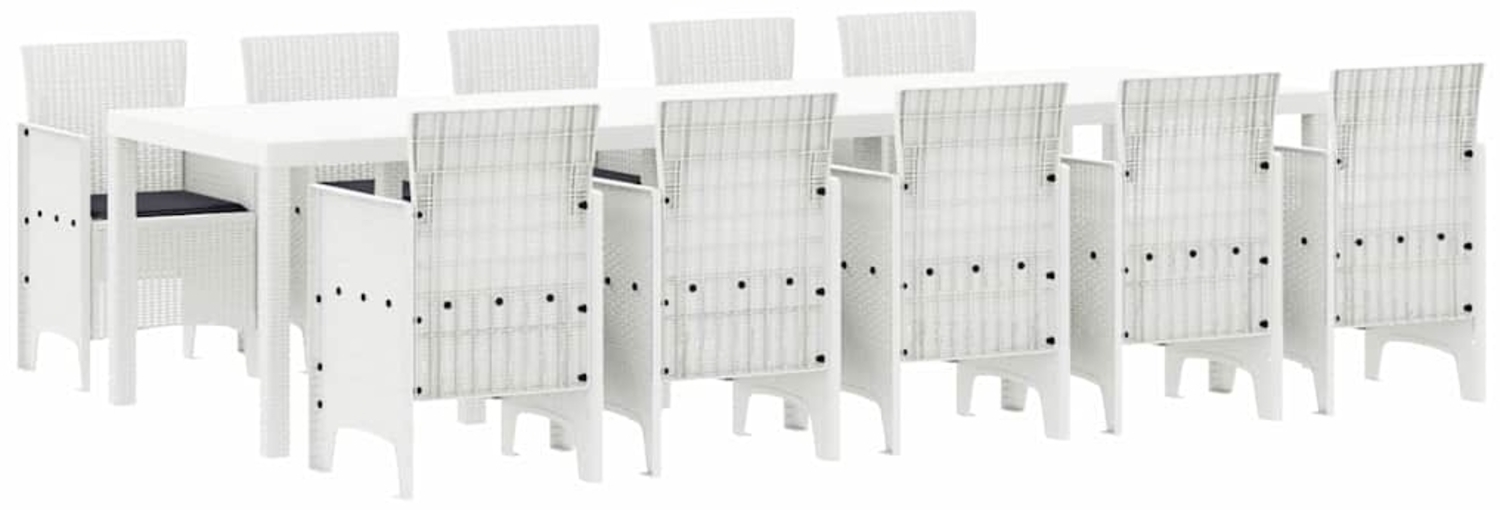 vidaXL Garten Essgruppe 11 pcs Weiß Poly Rattan und Aluminium 3378765 Bild 1