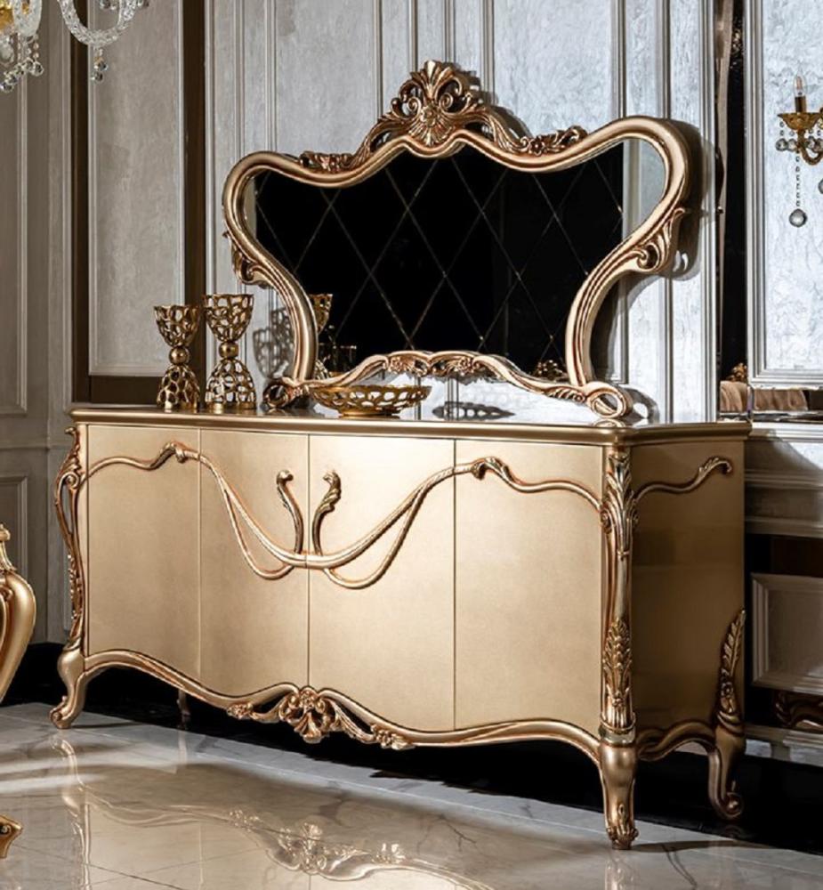 Casa Padrino Luxus Barock Möbel Set Gold - 1 Sideboard mit 4 Türen & 1 Spiegel - Handgefertigte Barock Möbel - Edel & Prunkvoll Bild 1