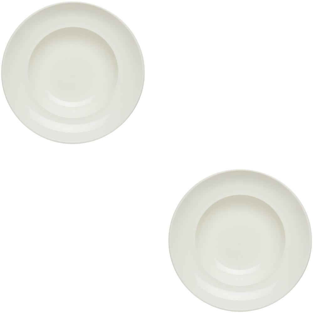 KHG 2er Set Pastateller, extra groß mit 30cm Durchmesser in weiß, perfekt für Gastro und Zuhause, hochwertiges Porzellan, Suppenteller, Salatteller, Spülmaschinengeeignet Bild 1