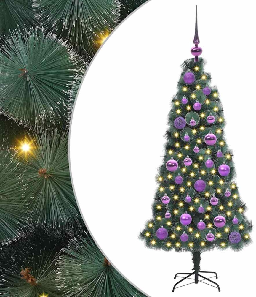 vidaXL Künstlicher vorbeleuchteter Weihnachtsbaum mit Kugelset 120 cm 3396147 Bild 1