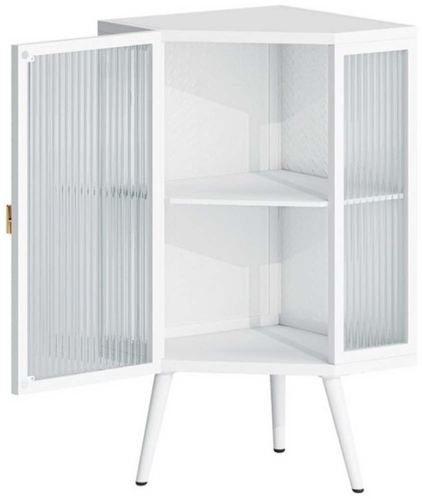 OKWISH Eckschrank Stauraumschrank mit Glastür (Vielseitiger Stauraum, Perfekt für Badezimmer, Schlafzimmer & Wohnzimmer) Bild 1