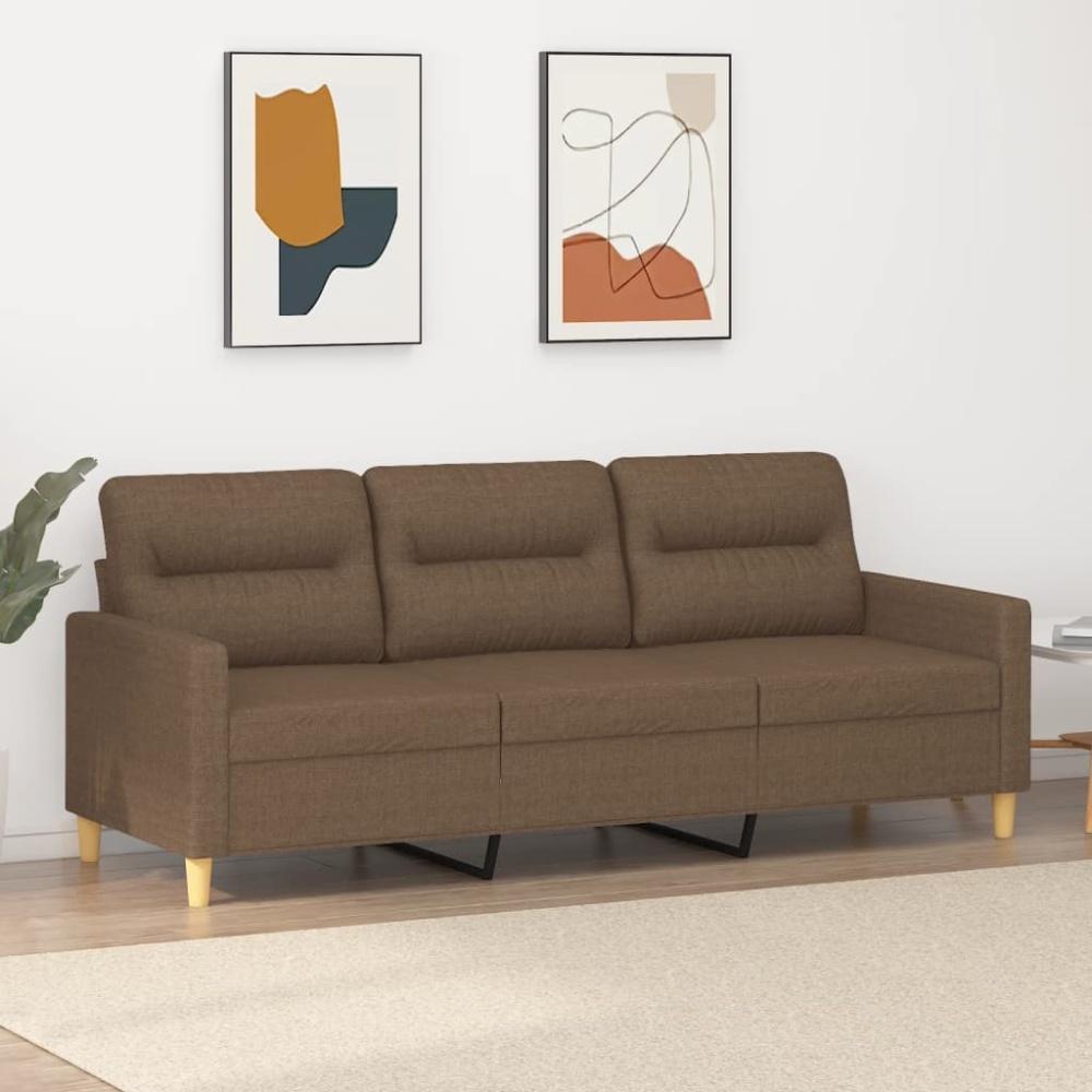 vidaXL 3-Sitzer-Sofa Braun 180 cm Stoff, Braun, 198 cm x 80 cm Bild 1