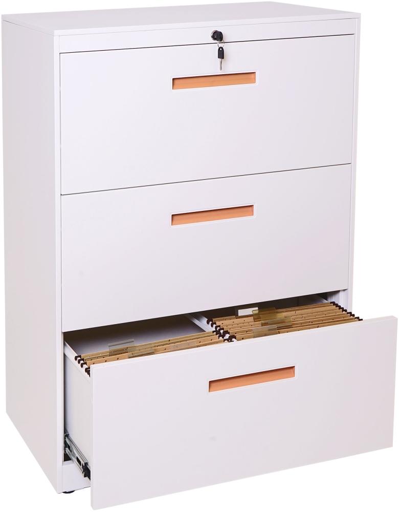 Hängeregisterschrank HWC-A10, Aktenschrank Büroschrank Stahlschrank, A4 abschließbar ~ 103x76x46cm weiß Bild 1