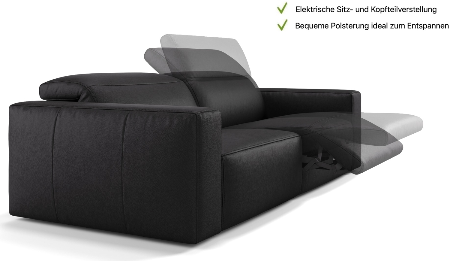 Sofanella 3-Sitzer LENOLA Ledergarnitur Relaxsofa Sofa in Grau M: 226 Breite x 109 Tiefe Bild 1