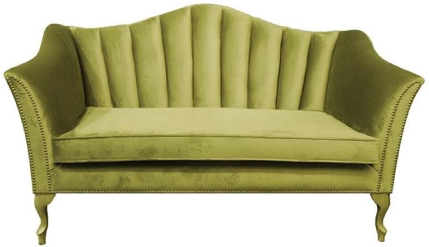 Casa Padrino Luxus Barock 2er Samt Sofa Grün 150 x 95 x H. 90 cm - Edles Wohnzimmer Sofa - Barock Wohnzimmer Möbel - Luxus Qualität Bild 1