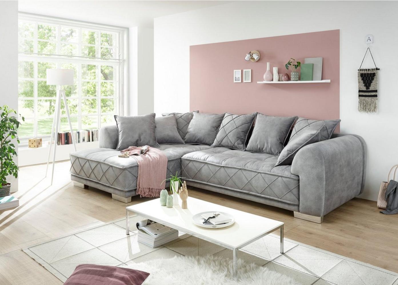 Bega Ecksofa SENTINA L-Sofa Stoff Samtoptik grau inkl. Kissen Bild 1