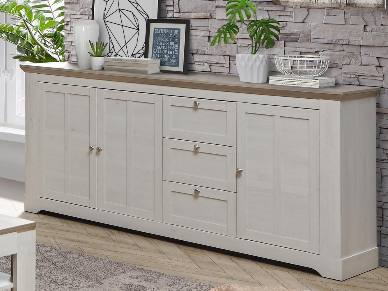 Sideboard >Indianapolis< in Schneeeiche - 204,7x92,5x44,3cm (BxHxT) Bild 1