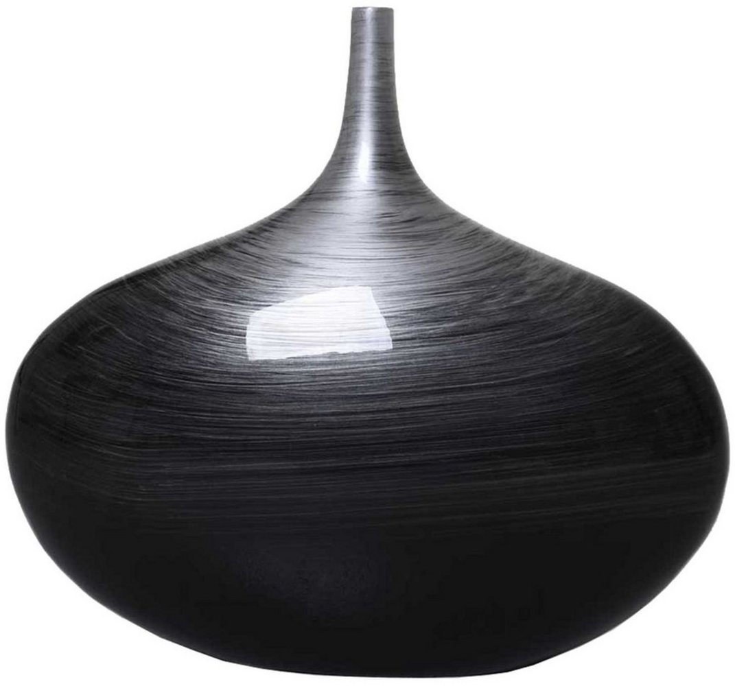 VIVANNO Bodenvase Dekovase Tischvase Fiberglas BELEZA Schwarz Silber Bild 1