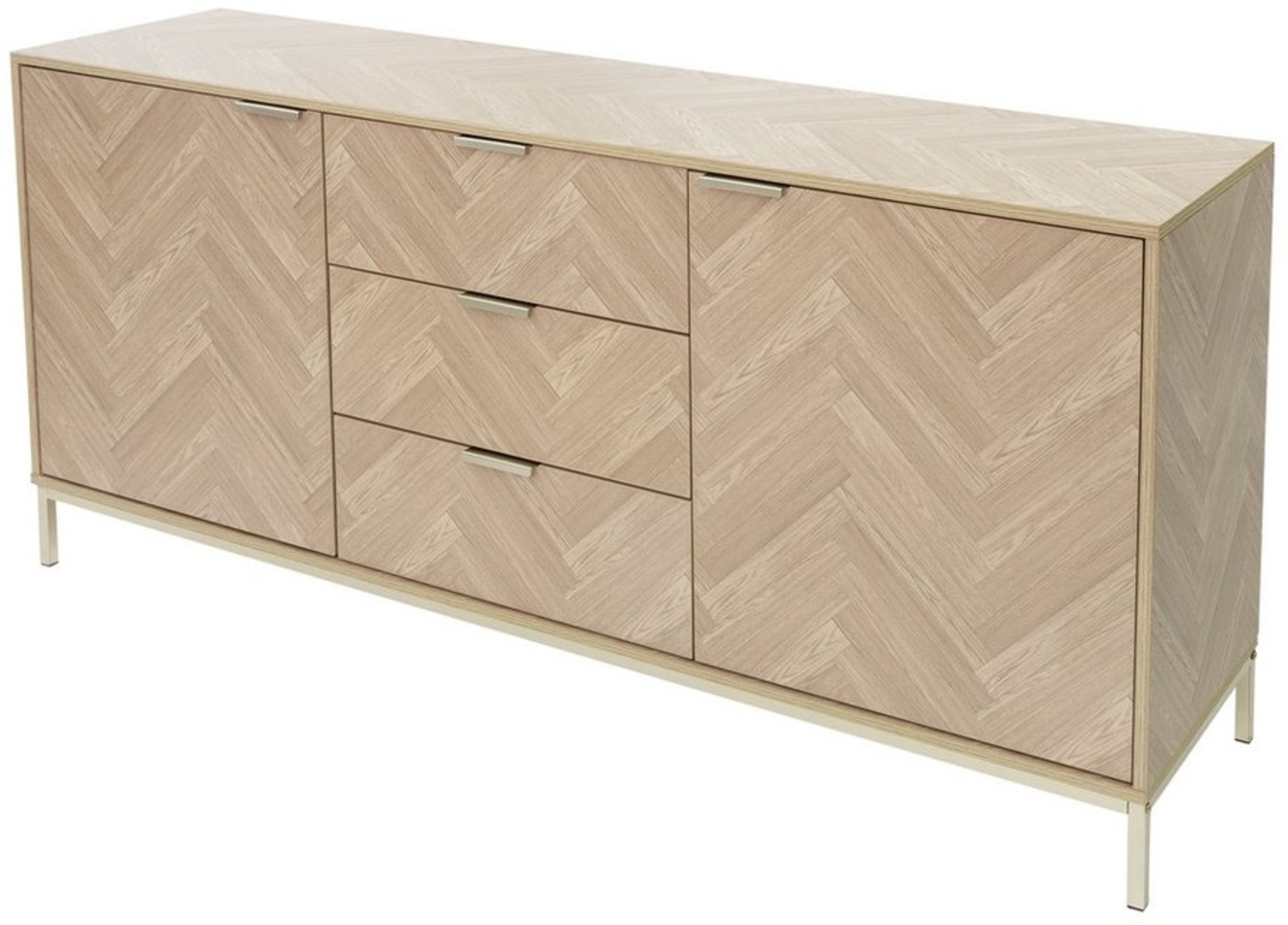 ML-DESIGN Kommode Sideboard Kommodenschrank Highboard Wohnzimmer Aufbewahrungsschrank, Wohnzimmerschrank Fischgrätenmuster laminierte Spannplatte / Stahl Bild 1