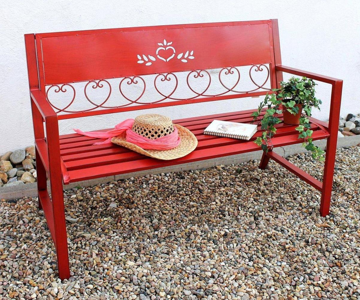 DanDiBo Gartenbank Gartenbank Metall Wetterfest Rot 120 cm 2 Sitzer Sitzbank Passion Bild 1