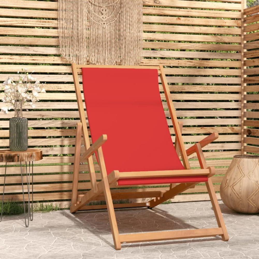 vidaXL Strandstuhl Klappbar Massivholz Teak Rot 317700 Bild 1